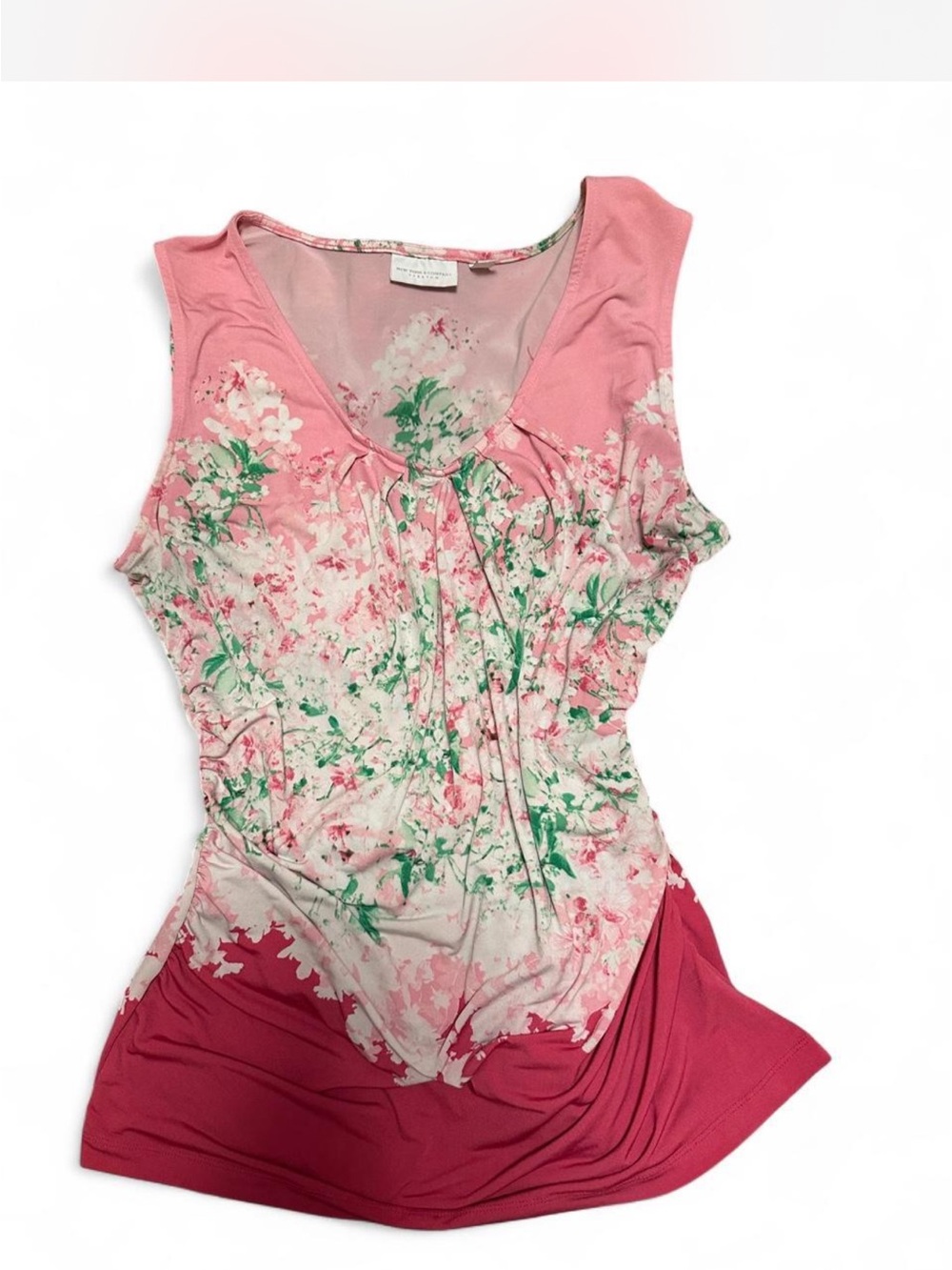 New York & Company Pink & green floral tank top XL